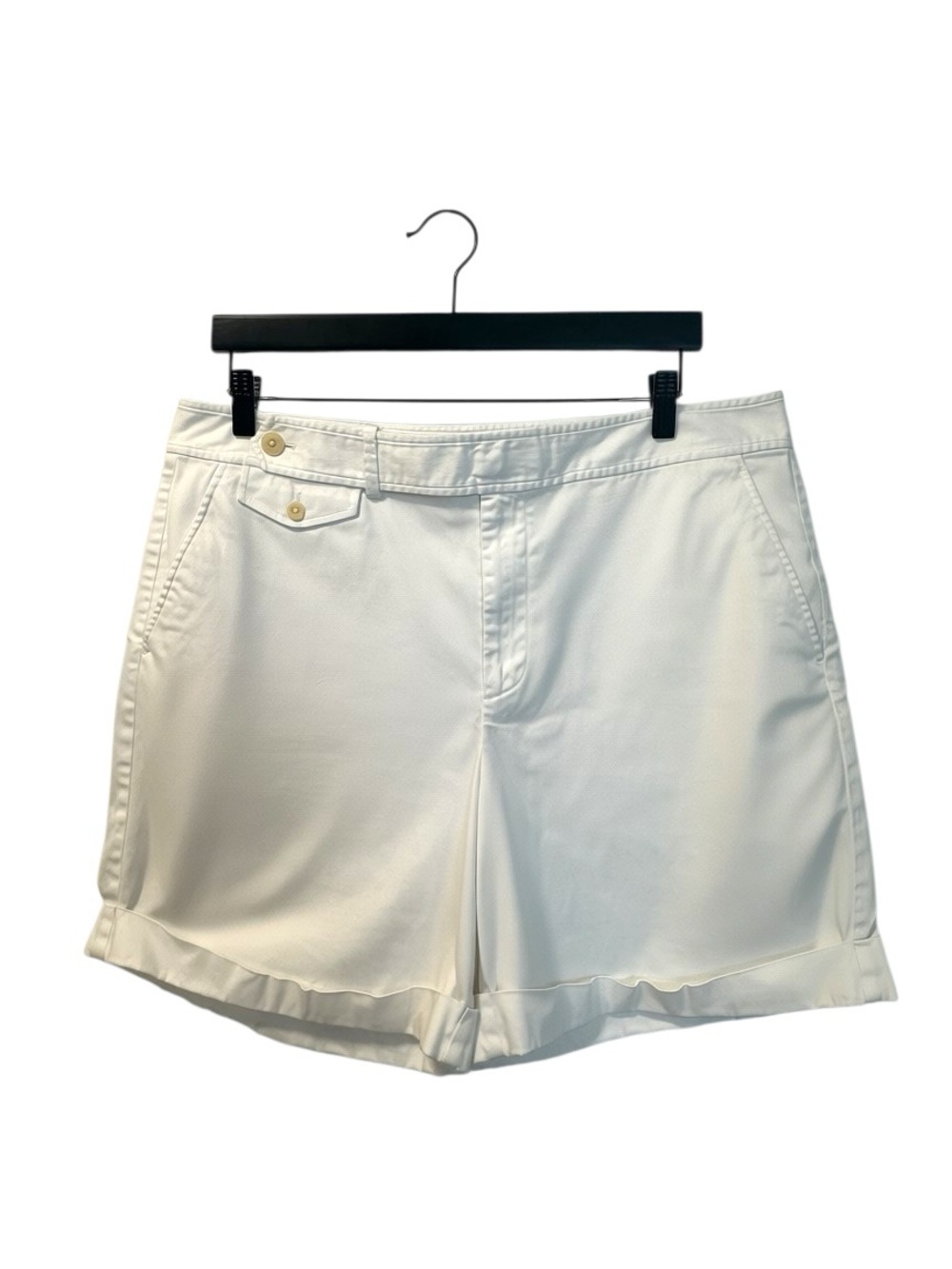 Lauren Ralph Lauren Women's Classic Belted Cuff Hem Shorts Vacation White SZ 16